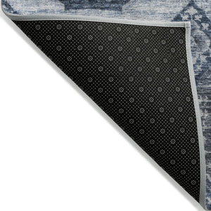 HomeRoots 8' Blue Medallion Indoor Outdoor Rug – Durable, Washable, Stylish Design for Patios & High-Traffic Areas 626100