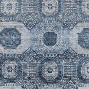 HomeRoots 8' X 10' Blue and Ivory Medallion Area Rug - Washable, Durable, Indoor/Outdoor, Stain-Resistant Design 626101