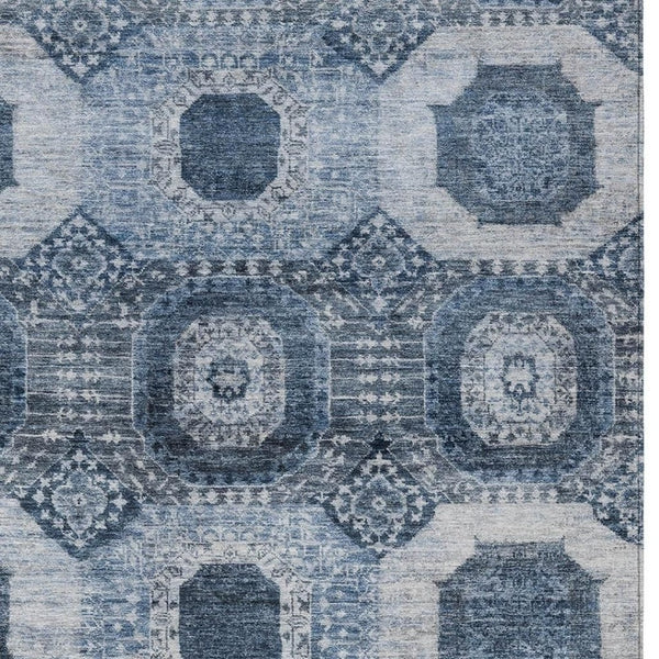 HomeRoots 9' X 12' Stunning Blue and Ivory Medallion Area Rug – Washable, Durable for Indoor & Outdoor Spaces 626102