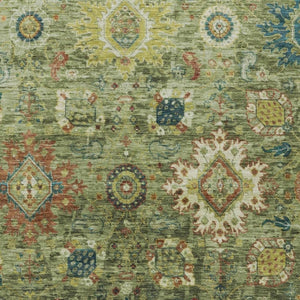 HomeRoots 8' X 10' Elegant Artichoke Green Floral Medallion Area Rug - Washable, Durable for Indoor & Outdoor Use 626119