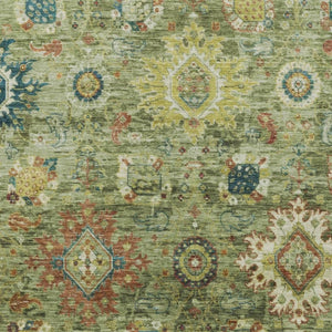 HomeRoots 9' X 12' Artichoke Green Floral Medallion Area Rug - Washable, Durable, Stylish for Indoors & Outdoors 626120