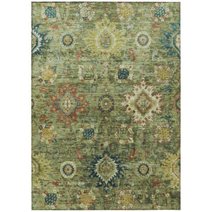 HomeRoots 10' Artichoke Green Floral Medallion Washable Area Rug - Durable, Stylish, Indoor/Outdoor Solution! 626121