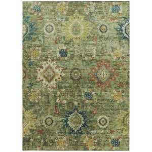 HomeRoots 10' Artichoke Green Floral Medallion Washable Area Rug - Durable, Stylish, Indoor/Outdoor Solution! 626121