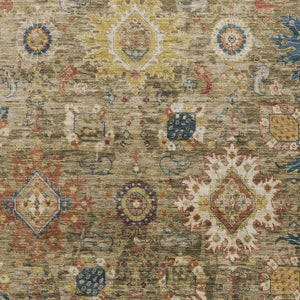 HomeRoots 5' X 8' Floral Medallion Area Rug in Brown, Beige & Navy - Washable, Durable for Indoor/Outdoor Use 626129