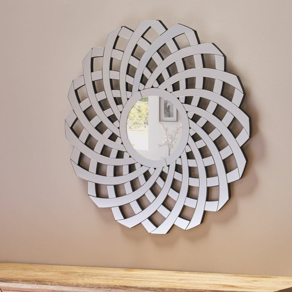 English Elm Christopher Knight Home® - MIRROR Flower Wall Silver Mirror — 31.5" Handcrafted Faux Wood Framed Decorative Round Accent Piece 62612.00