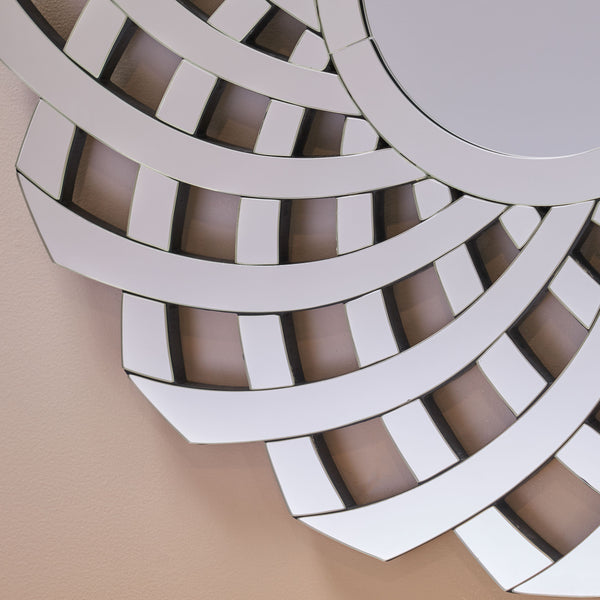 English Elm Christopher Knight Home® - MIRROR Flower Wall Silver Mirror — 31.5" Handcrafted Faux Wood Framed Decorative Round Accent Piece 62612.00