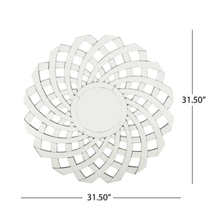 English Elm Christopher Knight Home® - MIRROR Flower Wall Silver Mirror — 31.5" Handcrafted Faux Wood Framed Decorative Round Accent Piece 62612.00