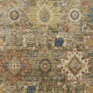 HomeRoots 8' X 10' Floral Medallion Area Rug - Brown, Beige & Navy Blue - Stylish, Washable & Durable for Indoors/Outdoors 626131