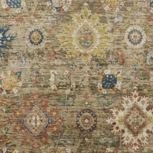 HomeRoots 9' Floral Medallion Area Rug in Brown, Beige & Navy - Washable, Durable for Indoor/Outdoor Use! 626132