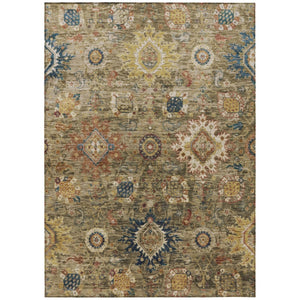 HomeRoots 9' Floral Medallion Area Rug in Brown, Beige & Navy - Washable, Durable for Indoor/Outdoor Use! 626132