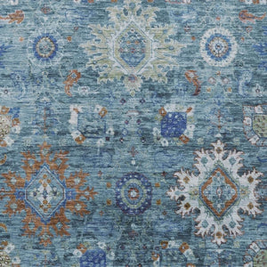 HomeRoots 5' X 8' Blue Floral Medallion Area Rug – Washable, Durable, Stylish for Indoor & Outdoor Spaces 626135
