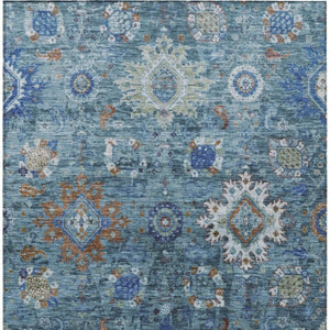 HomeRoots 5' X 8' Blue Floral Medallion Area Rug – Washable, Durable, Stylish for Indoor & Outdoor Spaces 626135