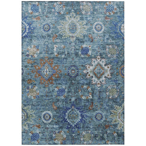 HomeRoots 5' X 8' Blue Floral Medallion Area Rug – Washable, Durable, Stylish for Indoor & Outdoor Spaces 626135