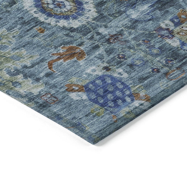 HomeRoots 5' X 8' Blue Floral Medallion Area Rug – Washable, Durable, Stylish for Indoor & Outdoor Spaces 626135