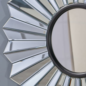 English Elm Christopher Knight Home® - MIRROR Huseby Glam Flower Accent Mirror – 36" Round Faux Wood Black Frame, Handcrafted Elegance 62614.00