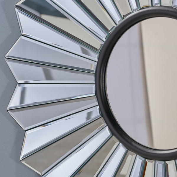 English Elm Christopher Knight Home® - MIRROR Huseby Glam Flower Accent Mirror – 36" Round Faux Wood Black Frame, Handcrafted Elegance 62614.00