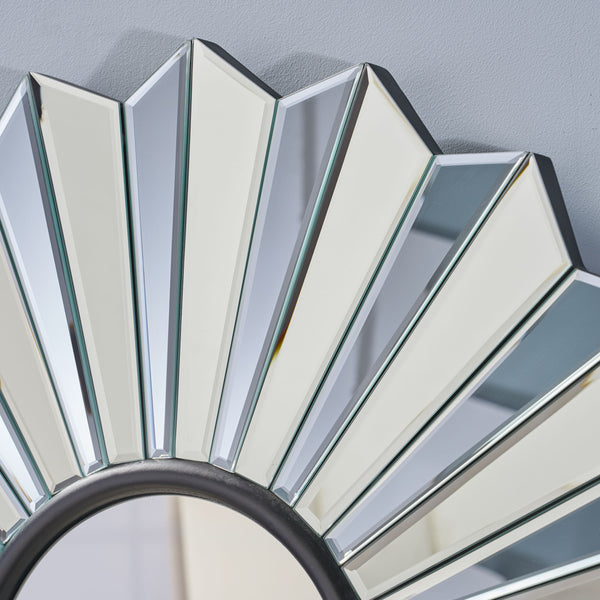 English Elm Christopher Knight Home® - MIRROR Huseby Glam Flower Accent Mirror – 36" Round Faux Wood Black Frame, Handcrafted Elegance 62614.00