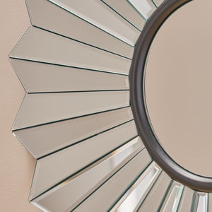 English Elm Christopher Knight Home® - MIRROR Huseby Glam Flower Accent Mirror – 36" Round Faux Wood Black Frame, Handcrafted Elegance 62614.00