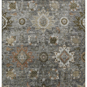 HomeRoots 5' X 8' Pewter Beige Gray Floral Medallion Area Rug - Durable, Washable, Perfect for Indoor/Outdoor Use! 626141