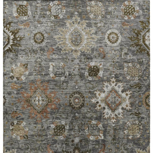 HomeRoots 5' X 8' Pewter Beige Gray Floral Medallion Area Rug - Durable, Washable, Perfect for Indoor/Outdoor Use! 626141