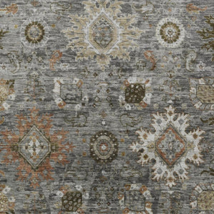 HomeRoots 5' X 8' Pewter Beige Gray Floral Medallion Area Rug - Durable, Washable, Perfect for Indoor/Outdoor Use! 626141