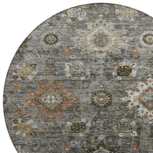 HomeRoots 8' Stylish Floral Medallion Washable Round Rug - Durable Indoor/Outdoor Design for High-Traffic Spaces 626142