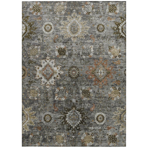 HomeRoots 10' Elegant Pewter Beige Gray Floral Medallion Washable Area Rug for Indoor & Outdoor Spaces 626145