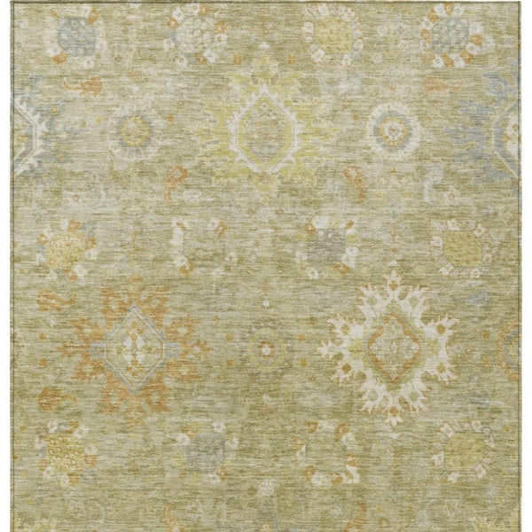 HomeRoots 5' X 8' Sage Copper Floral Medallion Rug - Washable, Durable, Indoor/Outdoor, Perfect for High Traffic Areas 626147