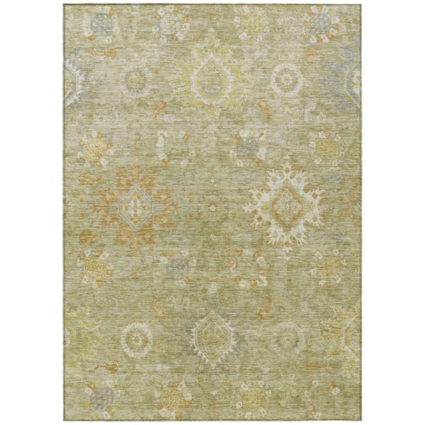 HomeRoots 5' X 8' Sage Copper Floral Medallion Rug - Washable, Durable, Indoor/Outdoor, Perfect for High Traffic Areas 626147
