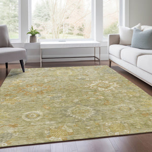 HomeRoots 5' X 8' Sage Copper Floral Medallion Rug - Washable, Durable, Indoor/Outdoor, Perfect for High Traffic Areas 626147