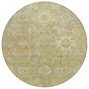 HomeRoots 8' Sage Copper Floral Medallion Area Rug - Stylish, Washable Design for Indoor & Outdoor Spaces! 626148