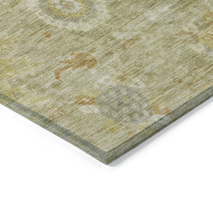HomeRoots 8' Sage Copper Floral Medallion Area Rug - Stylish, Washable Design for Indoor & Outdoor Spaces! 626148