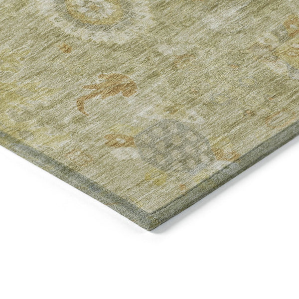 HomeRoots 8' Sage Copper Floral Medallion Area Rug - Stylish, Washable Design for Indoor & Outdoor Spaces! 626148