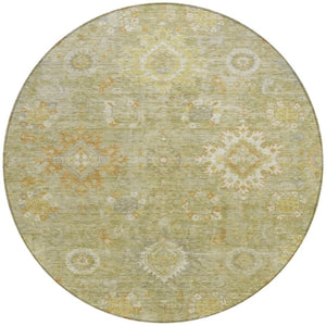 HomeRoots 8' Sage Copper Floral Medallion Area Rug - Stylish, Washable Design for Indoor & Outdoor Spaces! 626148