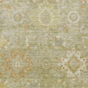 HomeRoots 8' X 10' Floral Medallion Area Rug in Sage, Copper & Ivory – Washable, Indoor/Outdoor, Durable Design 626149