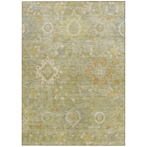 HomeRoots 8' X 10' Floral Medallion Area Rug in Sage, Copper & Ivory – Washable, Indoor/Outdoor, Durable Design 626149