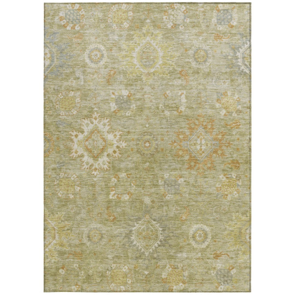 HomeRoots 8' X 10' Floral Medallion Area Rug in Sage, Copper & Ivory – Washable, Indoor/Outdoor, Durable Design 626149