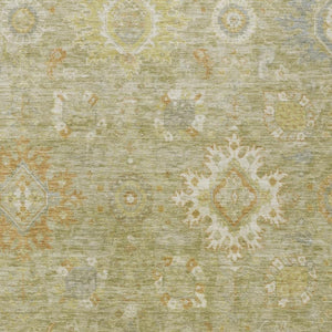 HomeRoots 9' X 12' Sage Copper Ivory Floral Medallion Rug - Stylish, Washable, Durable for Indoor & Outdoor Use 626150