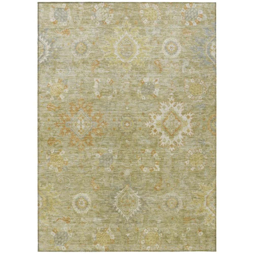 HomeRoots 10' Sage Copper & Ivory Floral Medallion Rug – Washable Indoor/Outdoor Area Rug for Versatile Spaces 626151