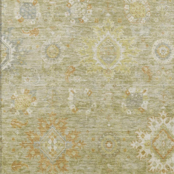 HomeRoots 10' Sage Copper & Ivory Floral Medallion Rug – Washable Indoor/Outdoor Area Rug for Versatile Spaces 626151