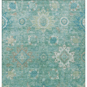 HomeRoots 5' X 8' Teal Blue Copper Ivory Floral Medallion Rug - Washable, Durable, Indoor/Outdoor Versatility! 626153