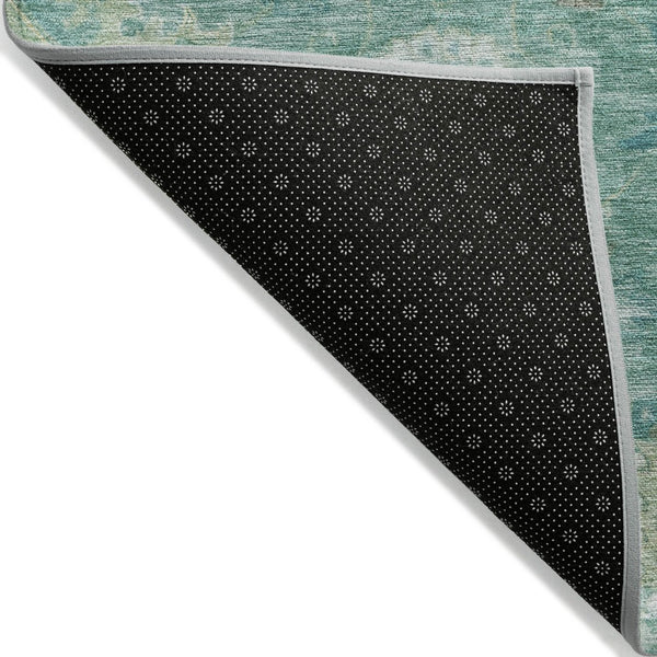 HomeRoots 8' Teal Blue Copper Floral Medallion Rug - Stylish, Washable Indoor/Outdoor Area Rug for Any Space 626154
