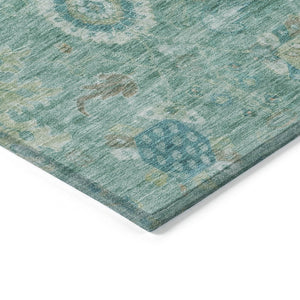 HomeRoots 8' Teal Blue Copper Floral Medallion Rug - Stylish, Washable Indoor/Outdoor Area Rug for Any Space 626154