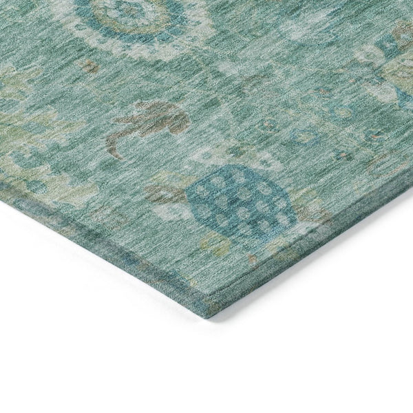 HomeRoots 8' Teal Blue Copper Floral Medallion Rug - Stylish, Washable Indoor/Outdoor Area Rug for Any Space 626154