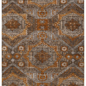 HomeRoots 8' X 10' Moroccan-Inspired Copper Brown and Gray Washable Area Rug for Indoor & Outdoor Use 626167
