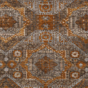 HomeRoots 9' X 12' Moroccan-Inspired Copper Brown & Gray Rug - Durable, Washable, Indoor/Outdoor Versatility 626168