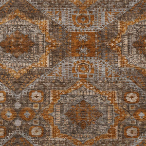 HomeRoots 10' Moroccan-Inspired Washable Area Rug in Copper Brown & Gray for Indoor & Outdoor Use 626169