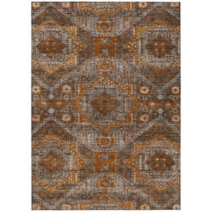 HomeRoots 10' Moroccan-Inspired Washable Area Rug in Copper Brown & Gray for Indoor & Outdoor Use 626169