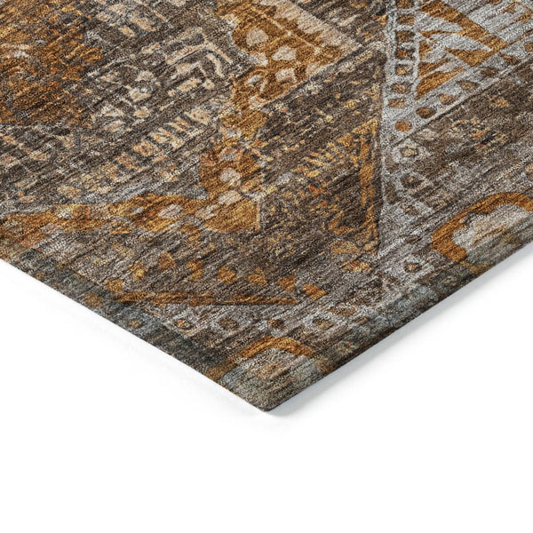 HomeRoots 10' Moroccan-Inspired Washable Area Rug in Copper Brown & Gray for Indoor & Outdoor Use 626169
