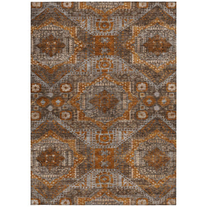 HomeRoots 10' Moroccan-Inspired Washable Area Rug in Copper Brown & Gray for Indoor & Outdoor Use 626169